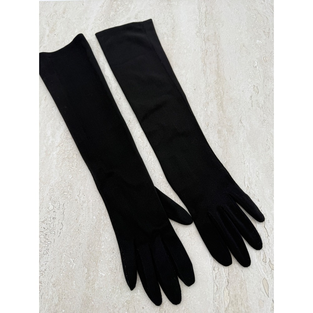 Vintage Hansen Black Opera Gloves 19" Long Nylasuede Gothic Formal 50s 60s